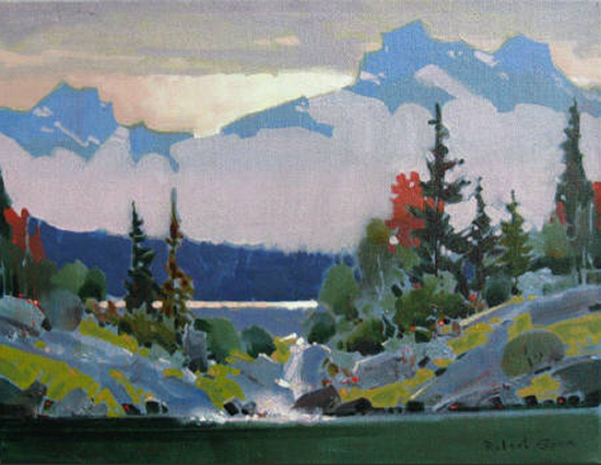 painting of mountain lake by Robert Genn